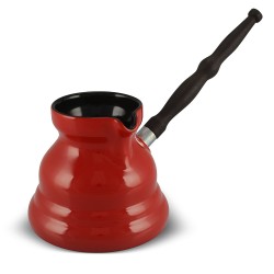 Keramikas kafijas turka katliņš turku kafijai cezva ibrik kafijas kanniņa "Vintage" ar noņemamu koka rokturis, tilpums 650 ml, sarkanā krāsa 